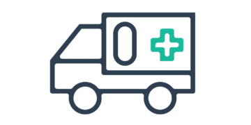 ambulance icon representing medical dispatch and transport