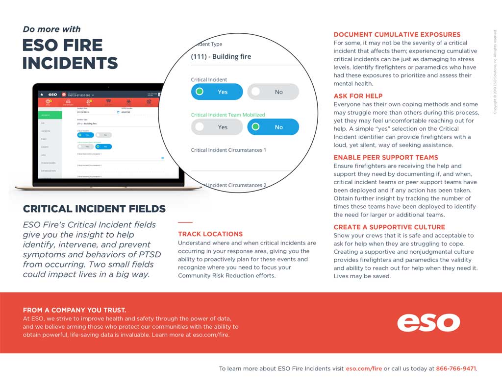 infographic of ESO Fire Incidents features