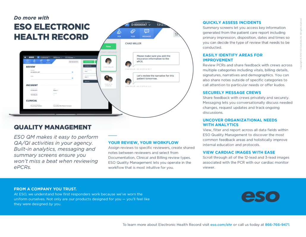 infographic of ESO Electronic Health Record features