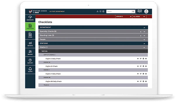 Overview of EMS Checklists Workflow page.
