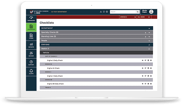 Overview of EMS Checklists Workflow page.