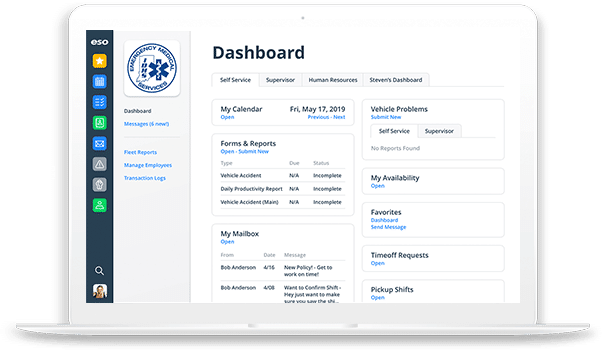 EMS Scheduling dashboard on self-service tab.