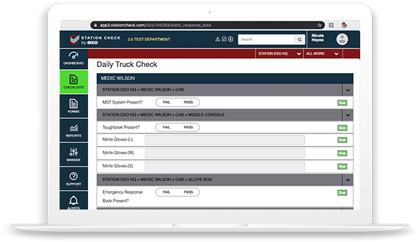 View of EMS Checklists for EMS.