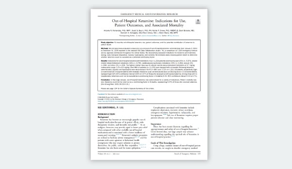 Cover of Ketamine research paper.
