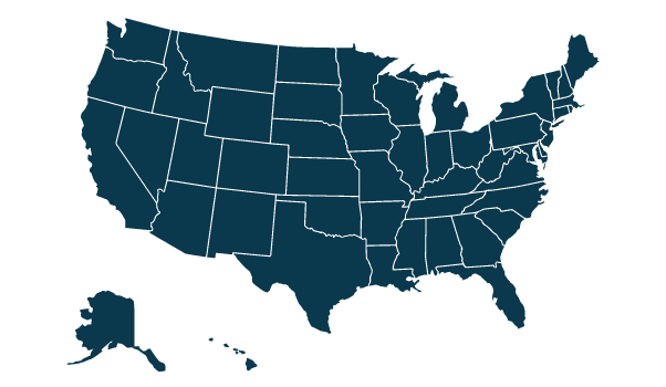 Map of the United States of America.