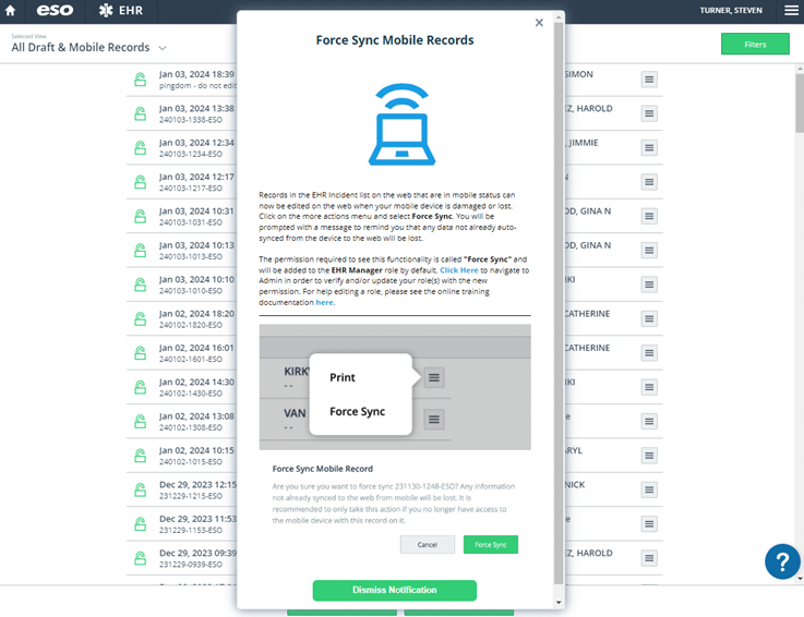 Electronic Health Record Force Sync 