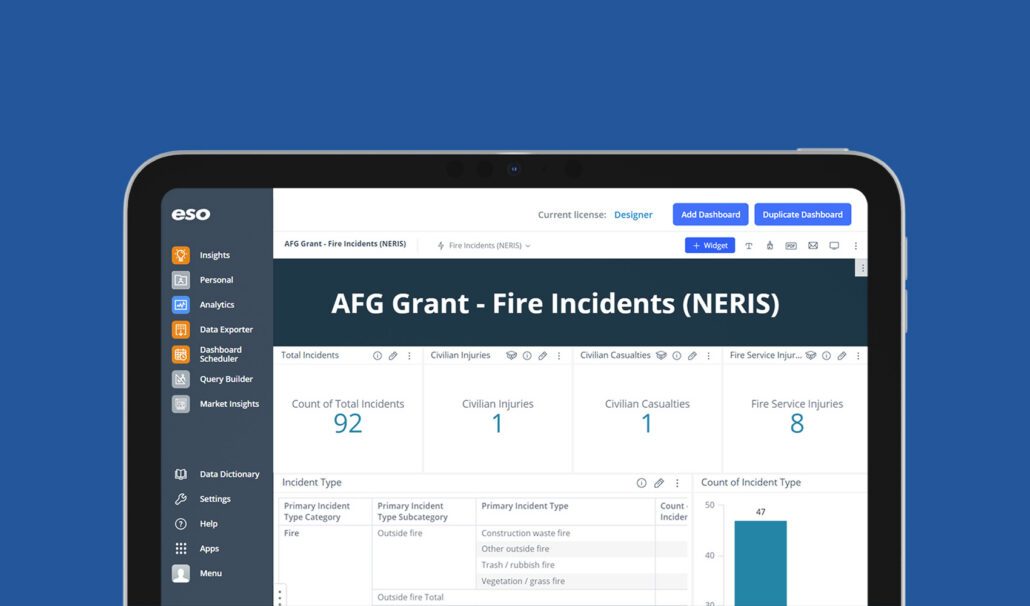 Screenshot of Fire Incidents (NERIS)